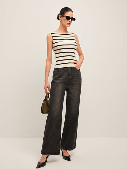 Classic Striped Back Bow Sweater Vest