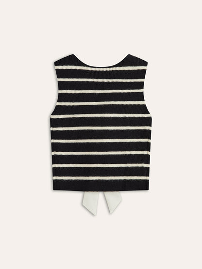 Classic Striped Back Bow Sweater Vest