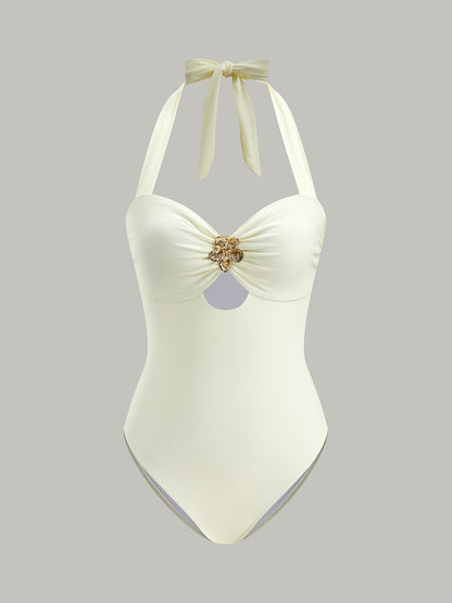 Chic Neckline Halter Swimsuit Dress
