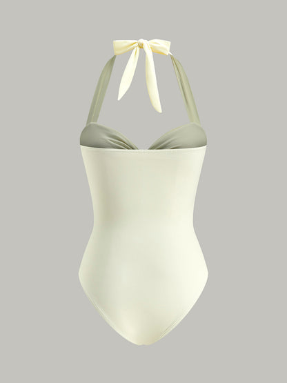 Chic Neckline Halter Swimsuit Dress