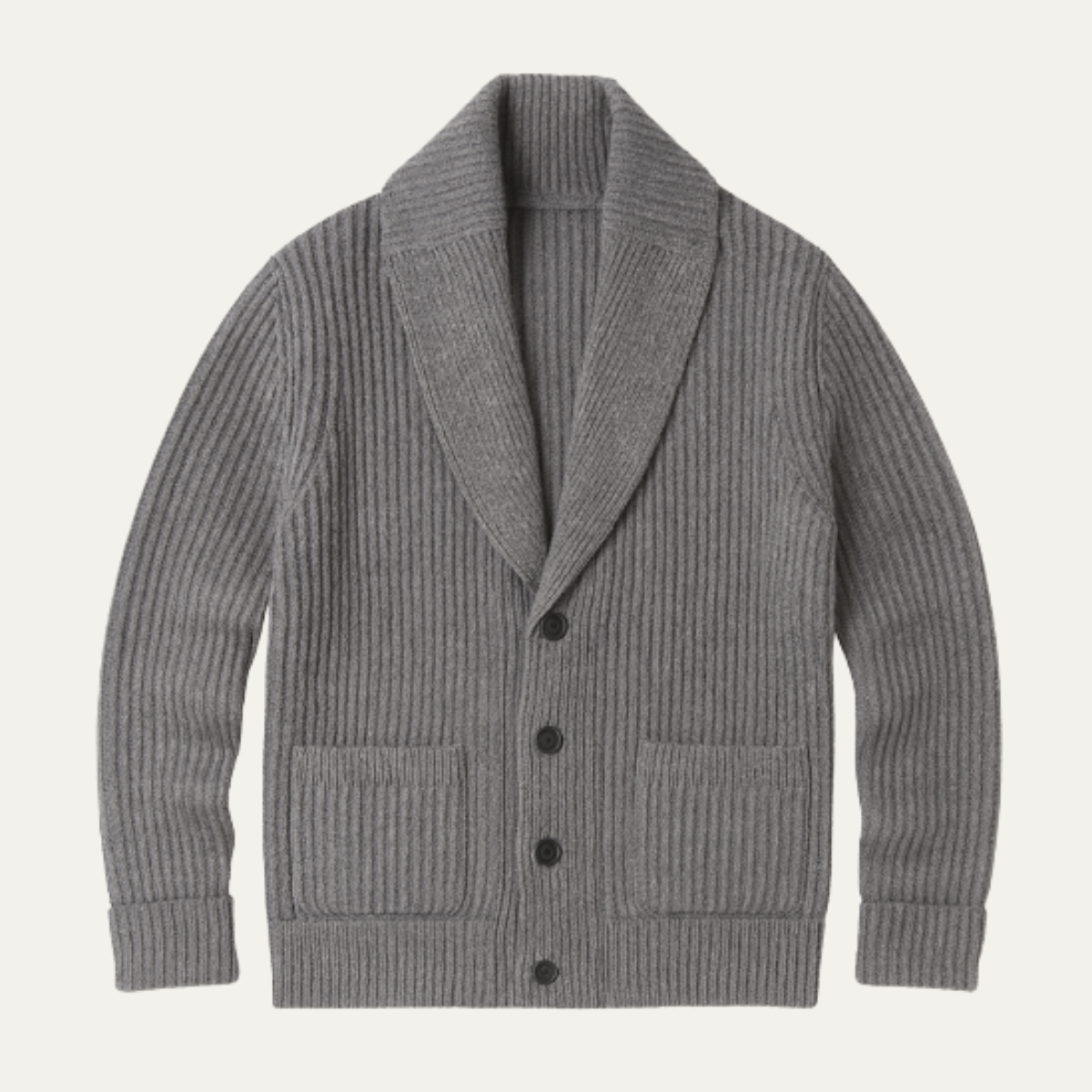 Thick Button Front Knit Crew Neck Men's Cardigan - Nocini