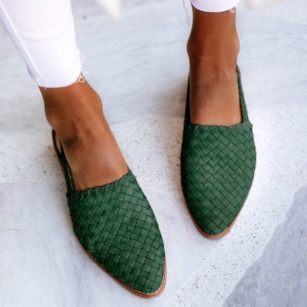 Braided Leather Women's Sandals - Lia-Green-2.5-Nora Luxe