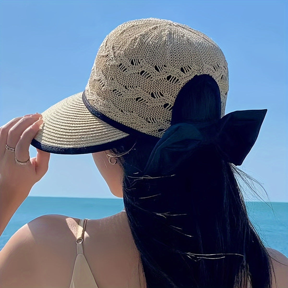 Braided Summer Hat with Bow Detail - Norah-Light grey-State of Style