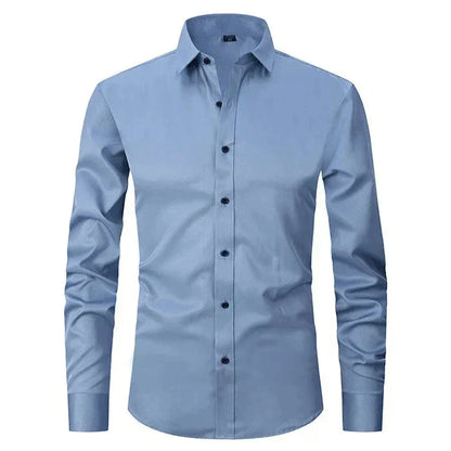 Breathable and Highly Elastic Shirt for Men - Felix-Blue (Black Buttons)-XS-Nora Luxe