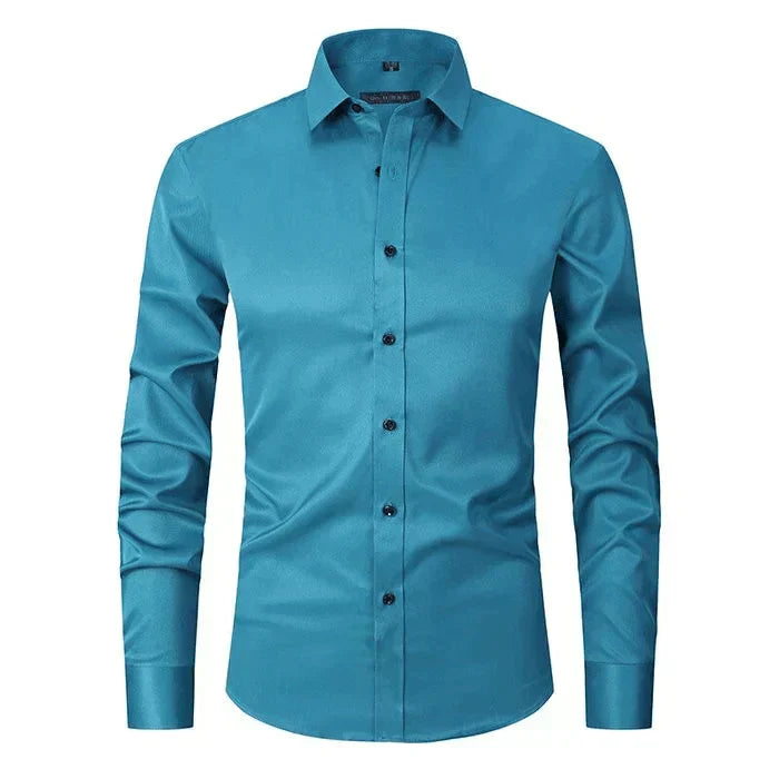 Breathable and Highly Elastic Shirt for Men - Felix-Green light white (Black Buttons)-XS-Nora Luxe