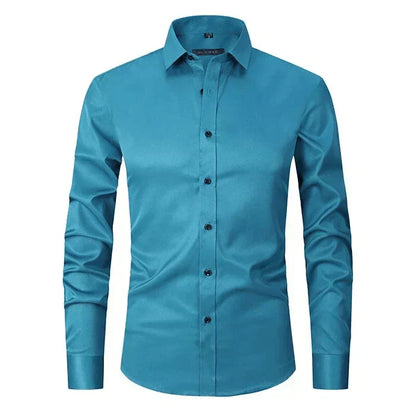 Breathable and Highly Elastic Shirt for Men - Felix-Green light white (Black Buttons)-XS-Nora Luxe