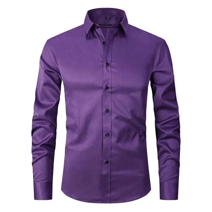 Breathable and Highly Elastic Shirt for Men - Felix-Lila (Black Buttons)-XS-Nora Luxe