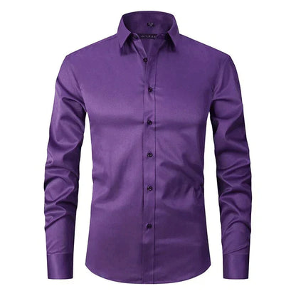 Breathable and Highly Elastic Shirt for Men - Felix-Lila (Black Buttons)-XS-Nora Luxe