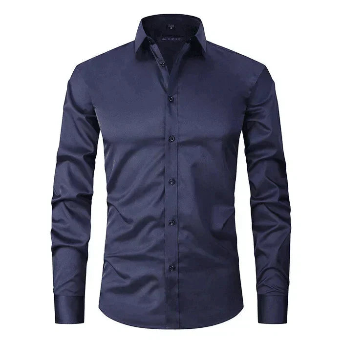 Breathable and Highly Elastic Shirt for Men - Felix-Navy white(Black Buttons)-XS-Nora Luxe