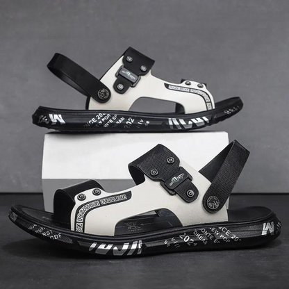 Breathable and Stylish Men's Sandals - Leandro-Black White-6.5-Nora Luxe