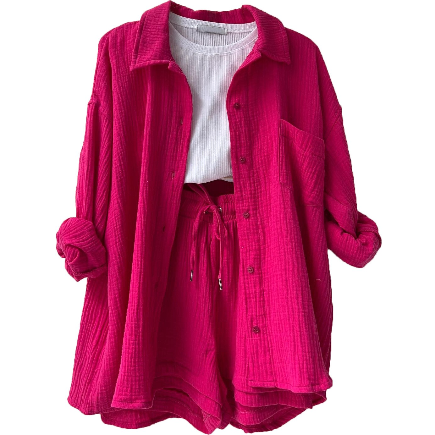 Breathable Cotton Co-Ord Set for Women – Maris-Dark pink-S-Nora Luxe