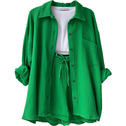 Breathable Cotton Co-Ord Set for Women – Maris-Green-S-Nora Luxe