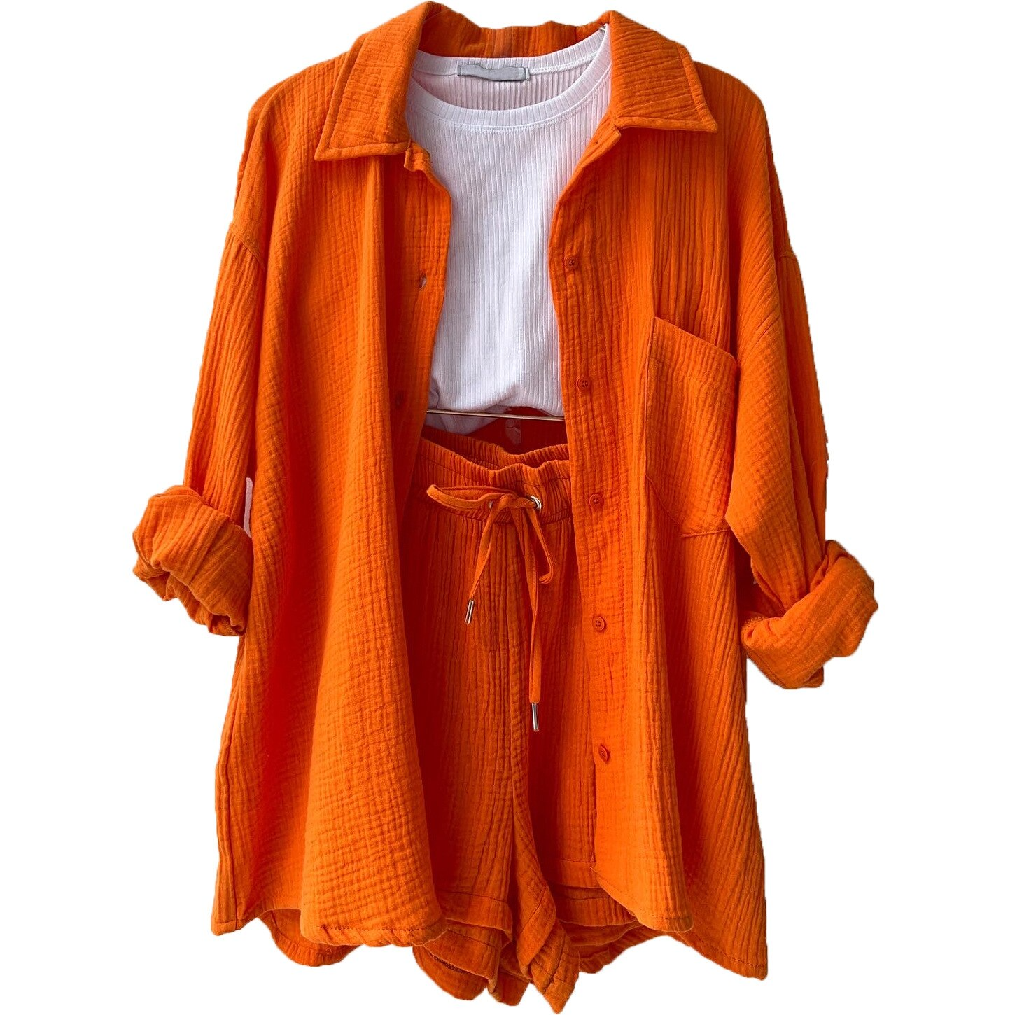 Breathable Cotton Co-Ord Set for Women – Maris-Orange-S-Nora Luxe