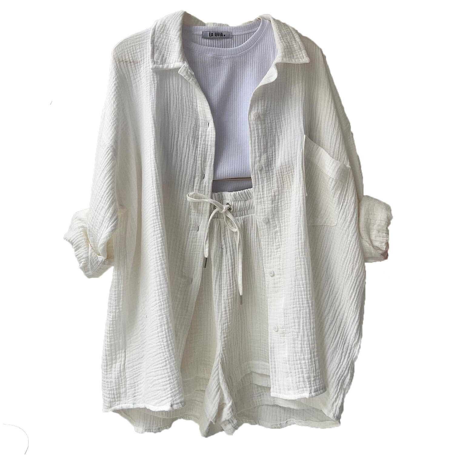 Breathable Cotton Co-Ord Set for Women – Maris-White-S-Nora Luxe
