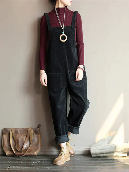 Casual Loose Fit Overalls with Adjustable Straps