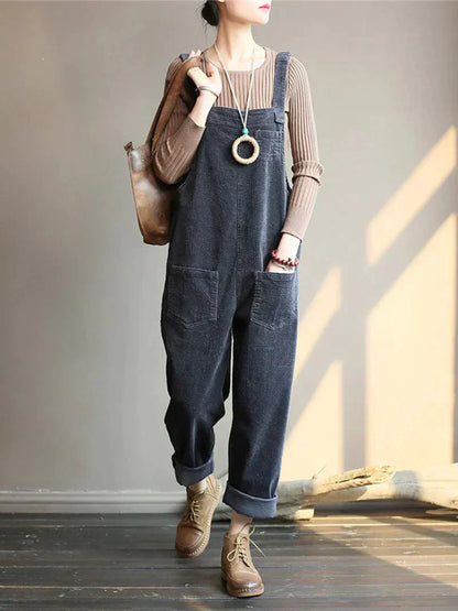 Casual Loose Fit Overalls with Adjustable Straps
