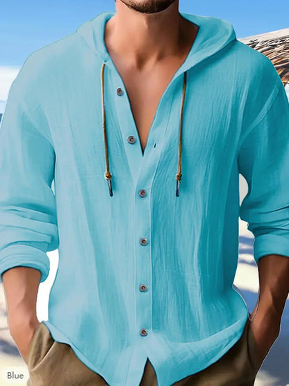 Breathable & Lightweight Linen Hooded Shirt for Men – Malik-White-S-Nora Luxe