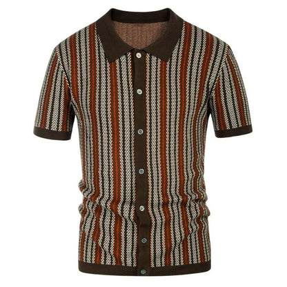 Breathable men's chevron polo shirt with button placket – Julian-Brown-S-Nora Luxe