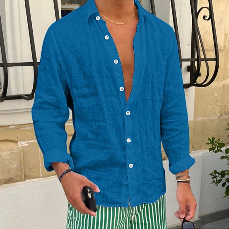 Breathable & Relaxed Fit Summer Shirt for Men – Taro-Blue-S-Nora Luxe