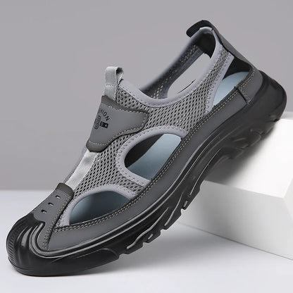 Breathable & Stylish Mesh Sandals for Men - Leon-Gray-6.5-Nora Luxe