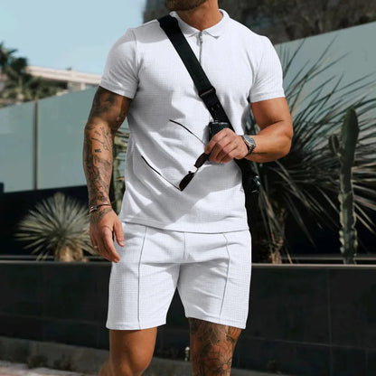 Breathable & Stylish Summer Set with Polo Shirt & Shorts for Men – Nilo-White-S-Nora Luxe