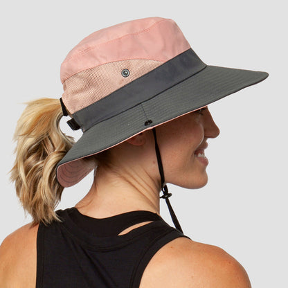 Breathable UV Protection Women's Sun Hat Foldable with Ponytail Opening – Liane (Buy 1, Get 1 FREE)-Red-Nora Luxe