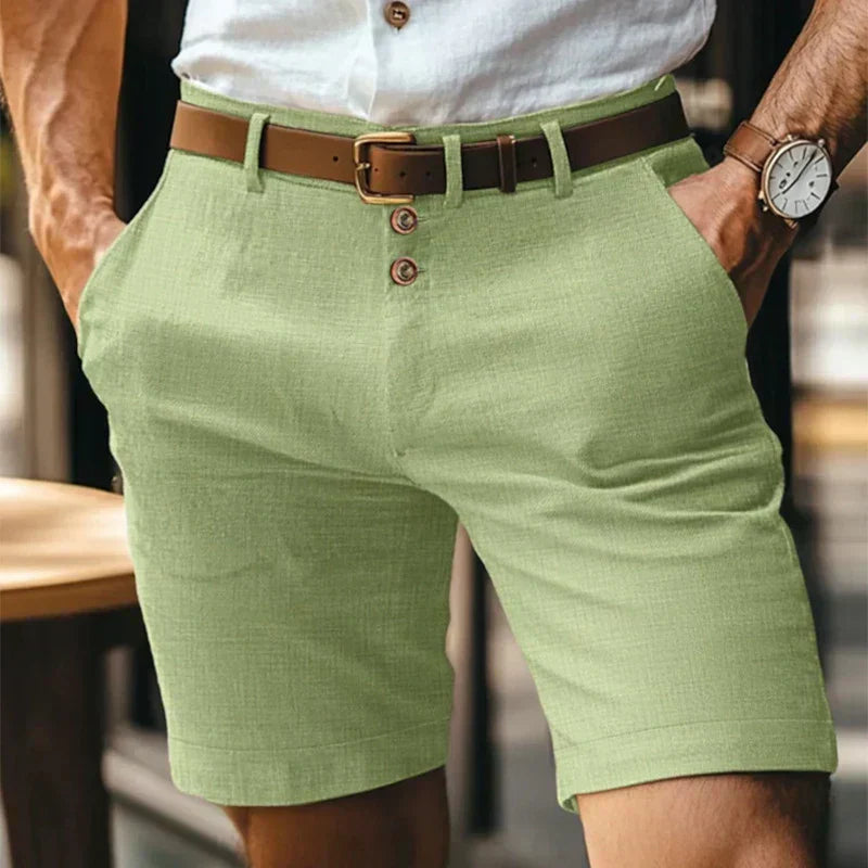 Breathable & Vintage Slim-Fit Summer Shorts for Men – Lennart-Light green-S-Nora Luxe