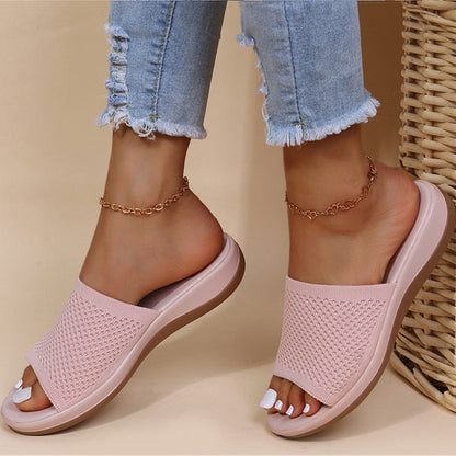 Breathable women's mesh slippers with footbed – Liora-Light pink-4-Nora Luxe