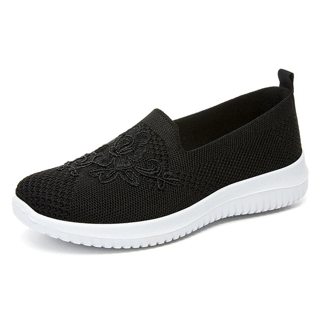 BreezeWalk Sandal | Breathable Ladies' Sandal with Embroidery-Black-3.5-Nora Luxe