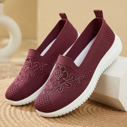 BreezeWalk Sandal | Breathable Ladies' Sandal with Embroidery-Purple-3.5-Nora Luxe