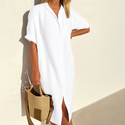 Classic Ladies' Collar Midi Dress - Olytrend