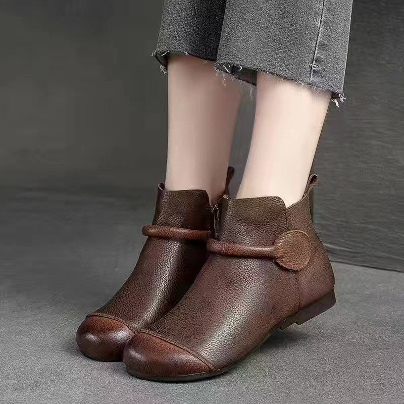 Comfortable Low Heel Ankle Boots with Soft Leather Upper - Nocini