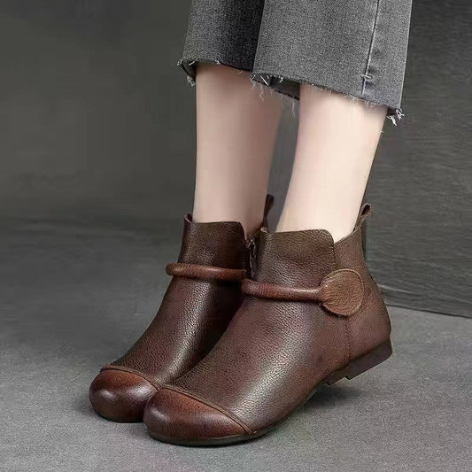 Comfortable Low Heel Ankle Boots with Soft Leather Upper - Nocini