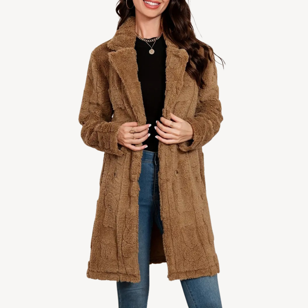Ladies Luxury Faux Fur Trench Coat