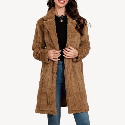 Ladies Luxury Faux Fur Trench Coat