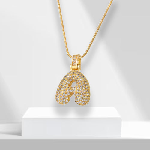 Sparkly Alphabet Pendant Necklace - Pexav