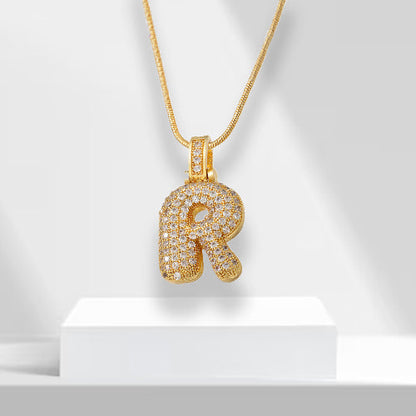 Bubble Letters Necklace with Pendant - LuxeLette-R-Nora Luxe