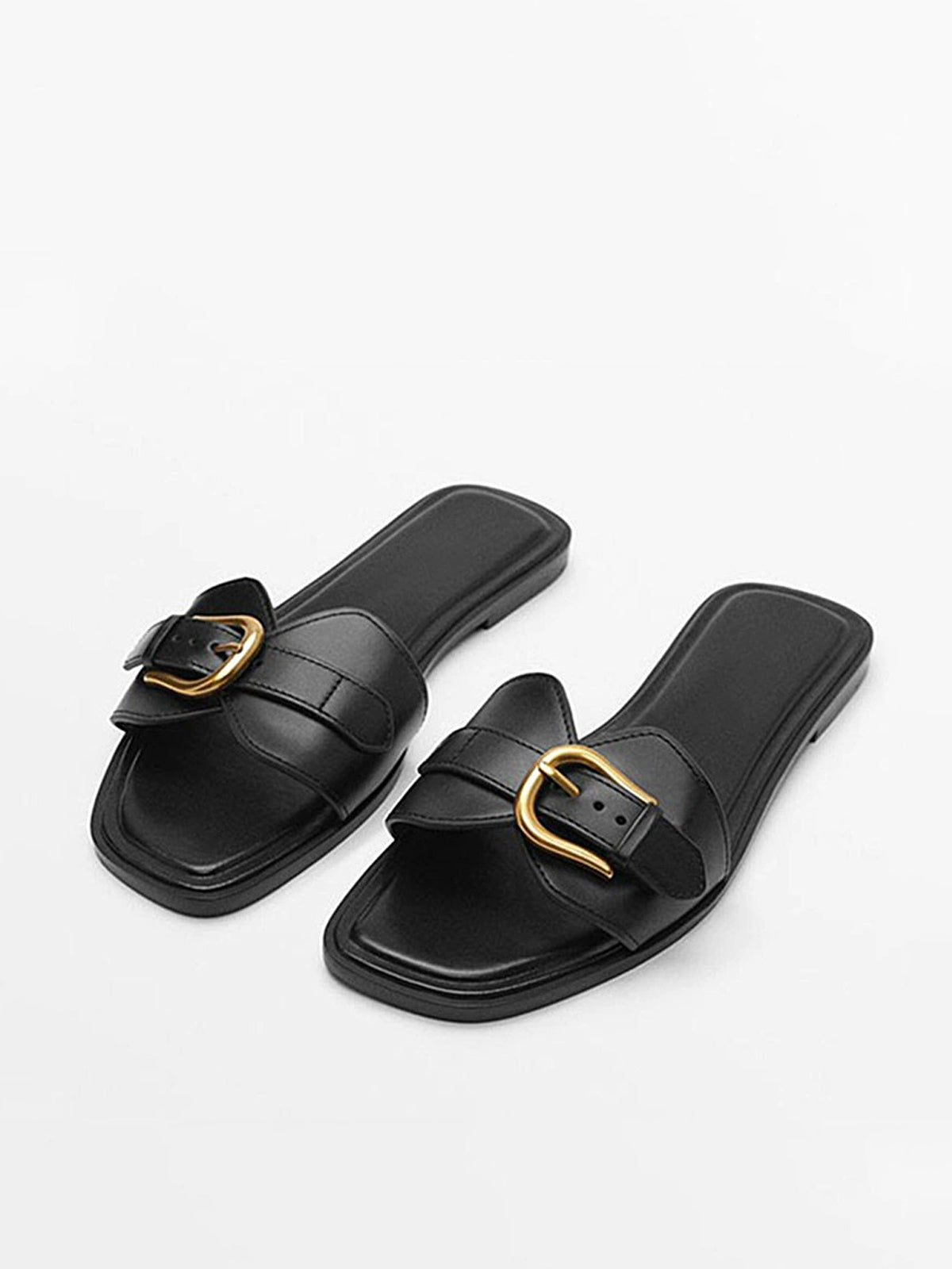 Adjustable Buckle Flat Slide Sandals