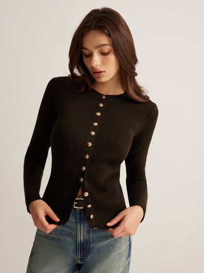 Slim Fit Crew Neck Knit Shirt