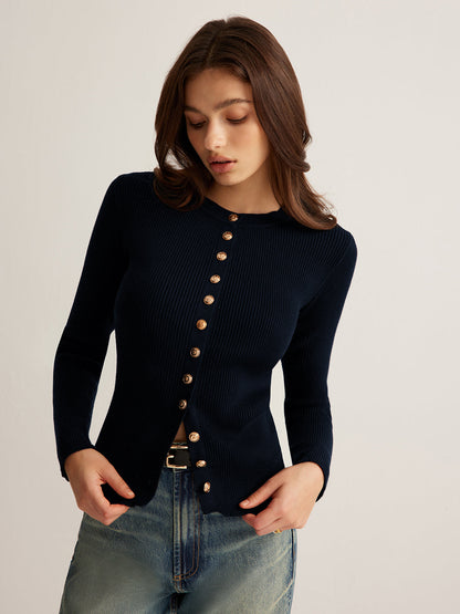 Slim Fit Crew Neck Knit Shirt