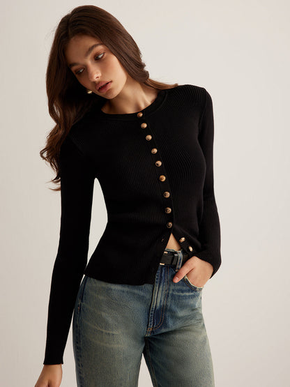 Slim Fit Crew Neck Knit Shirt