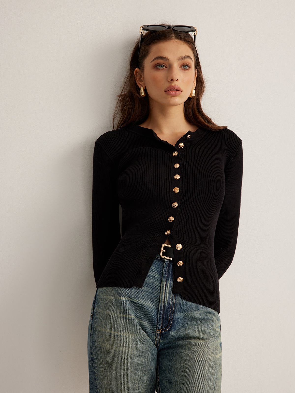 Slim Fit Crew Neck Knit Shirt
