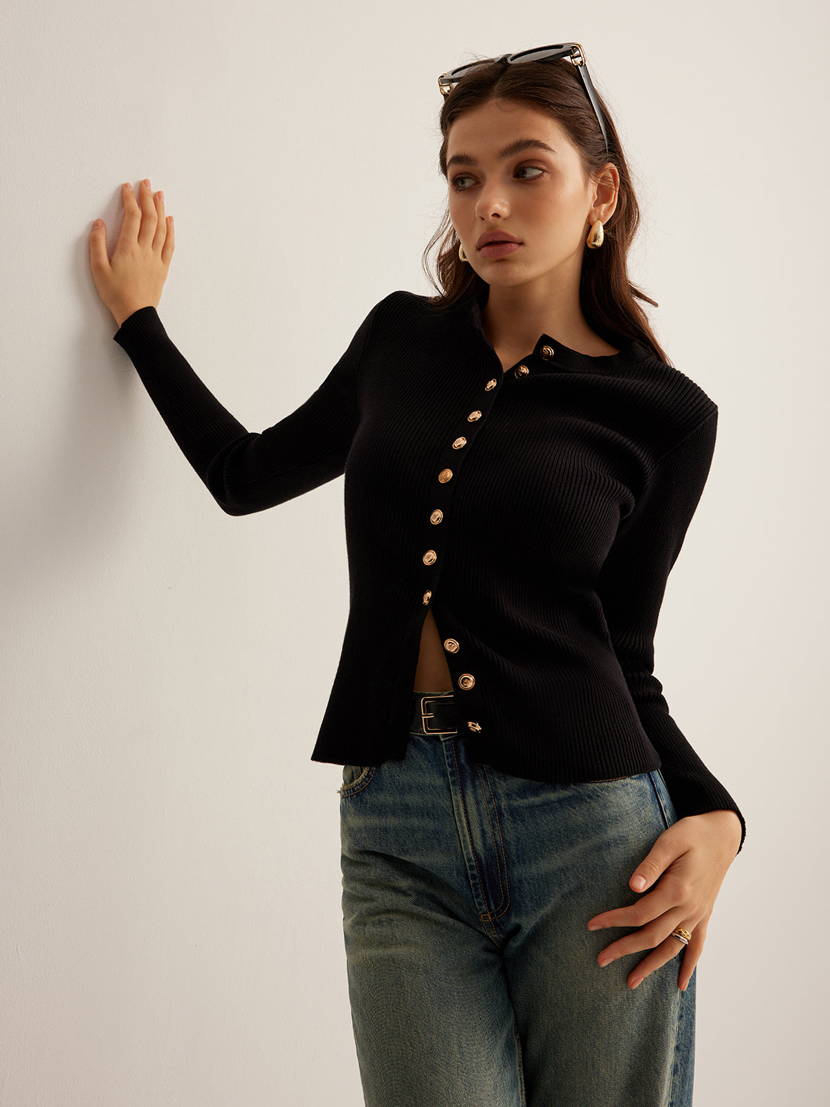 Slim Fit Crew Neck Knit Shirt