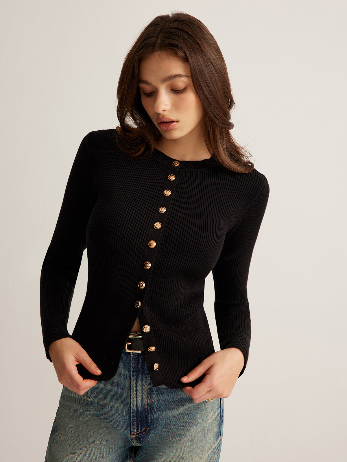 Slim Fit Crew Neck Knit Shirt - Pexav