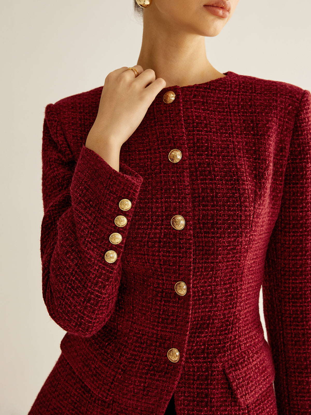 Classic Fit Tweed Jacket with Slits