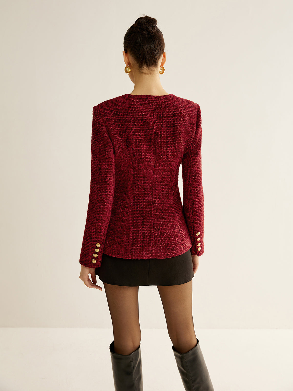 Classic Fit Tweed Jacket with Slits