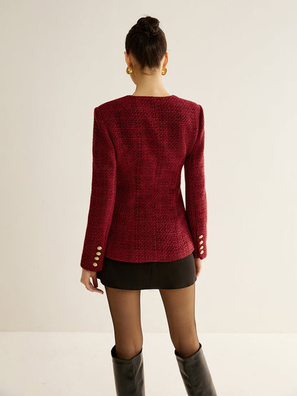 Classic Fit Tweed Jacket with Slits