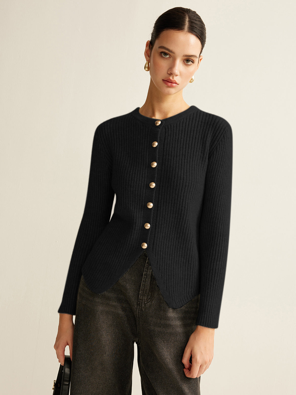 Classic Open Front Knit Cardigan