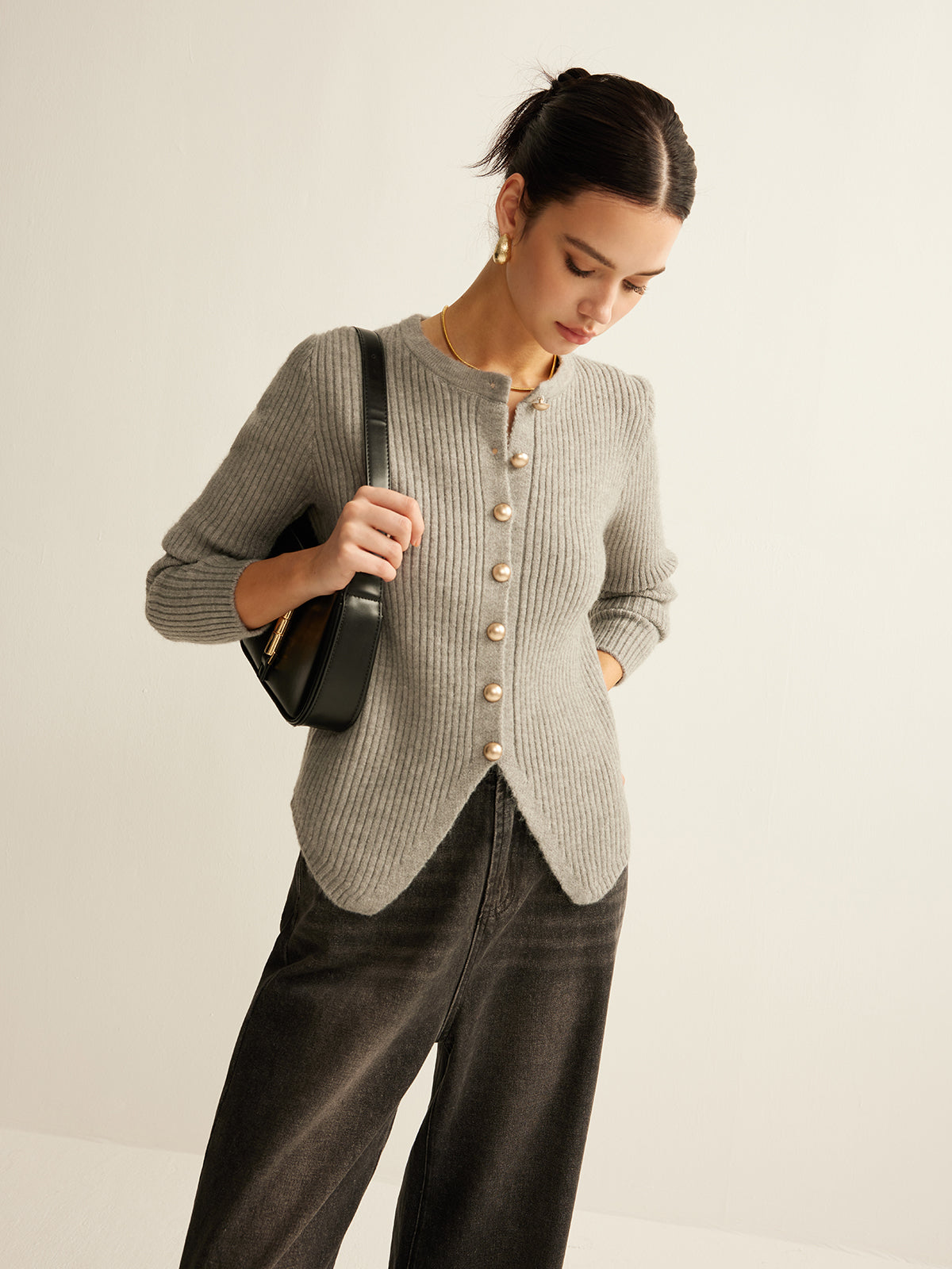Classic Open Front Knit Cardigan