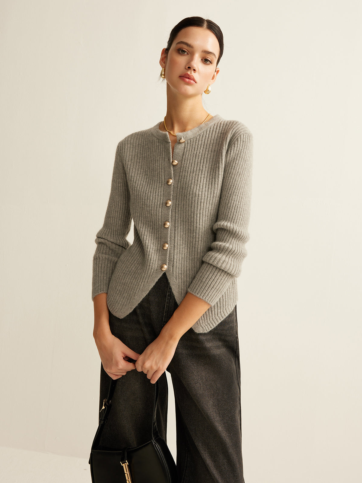 Classic Open Front Knit Cardigan